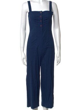 STAUD Boats At The Dock Button Up Deep Blue Jumpsuit